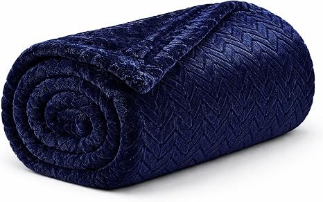 The Big One Plush Throw – Navy Chevron